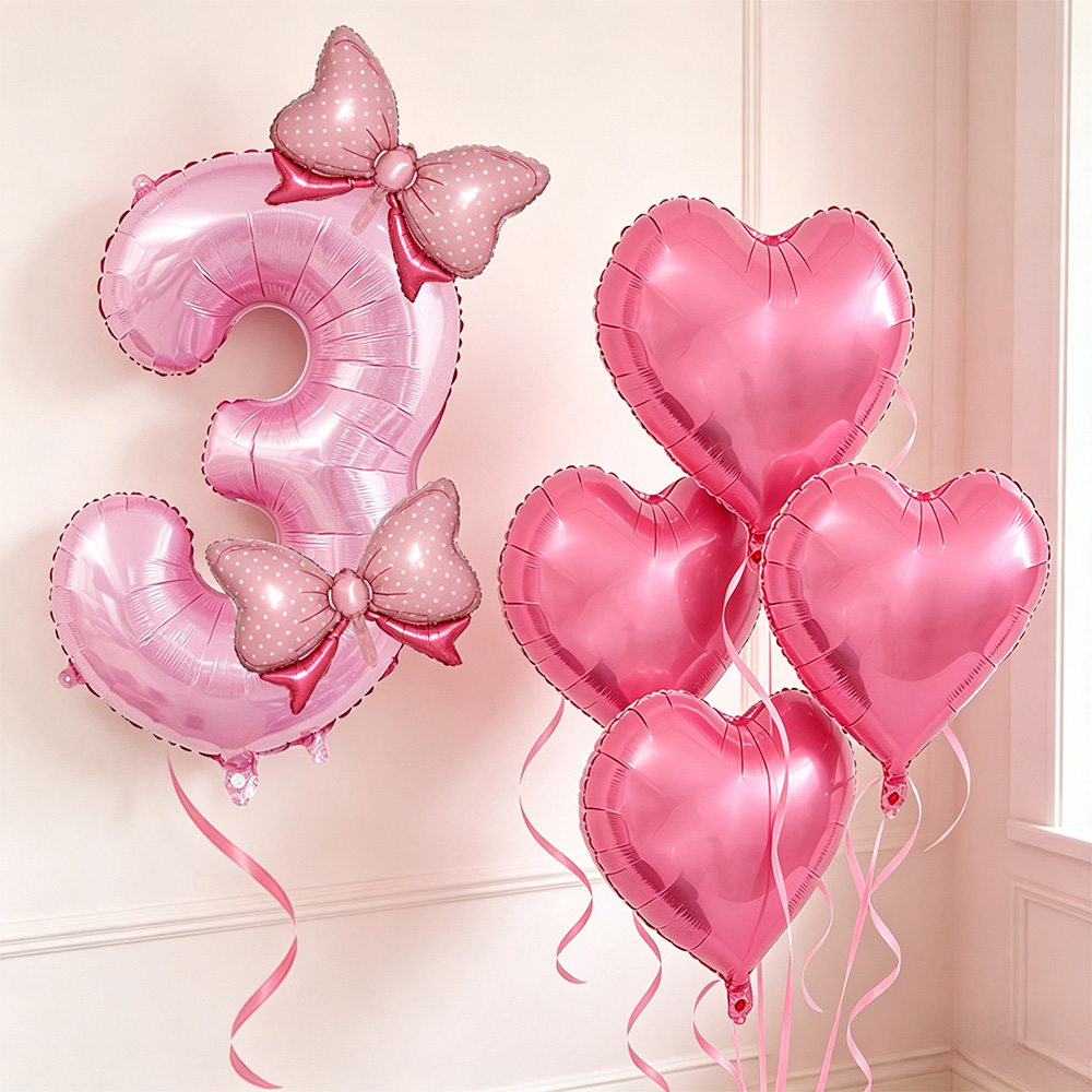 Confetti Balloon Set - 핑크 리본 파티 장식 핑크 리본