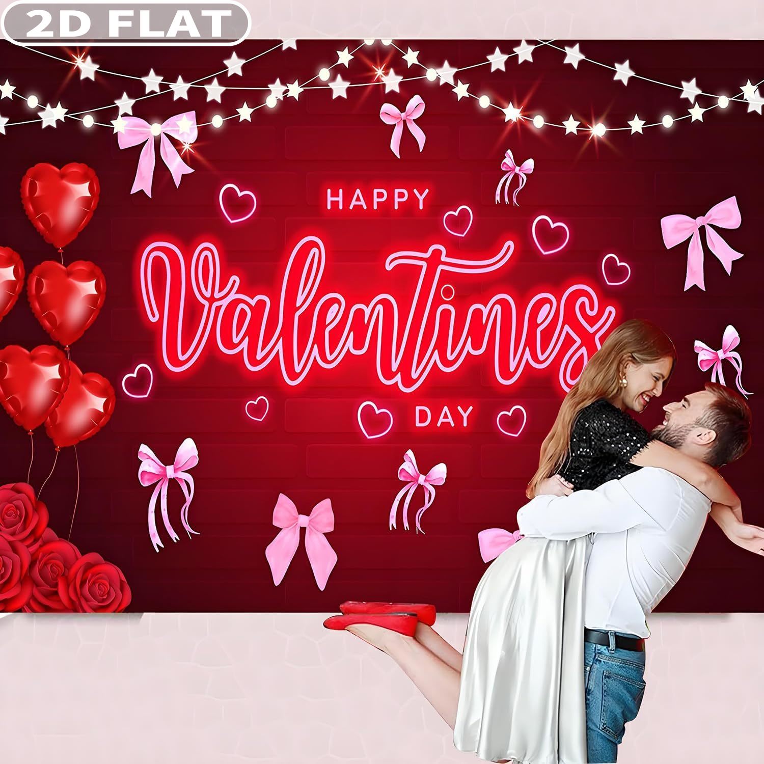 Photo Booth Prop - 2D 평면 1개 해피 발렌타인 데이