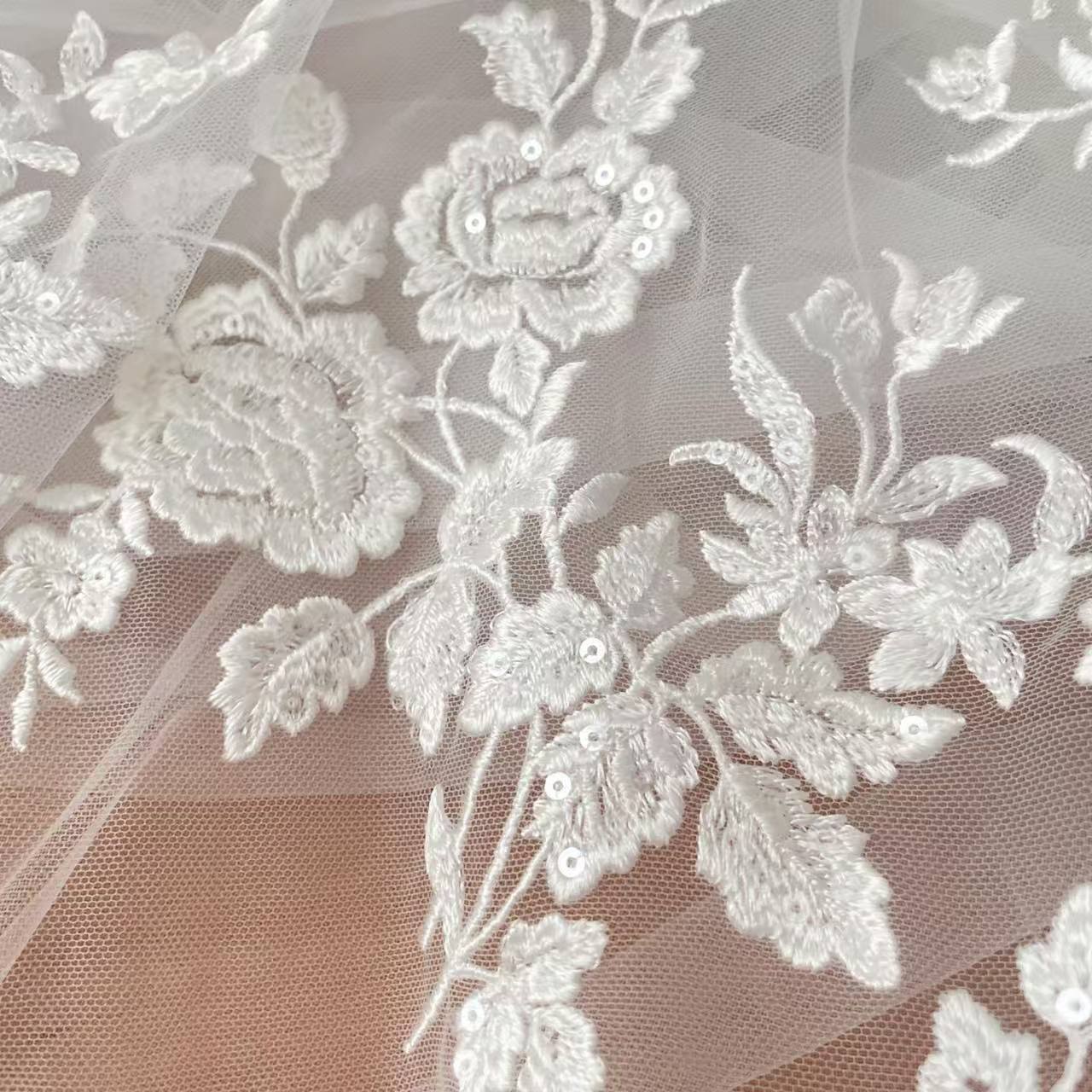 Wedding Dress Supply - 프랑스 자수 레이스 원단, 아름다운 꽃,