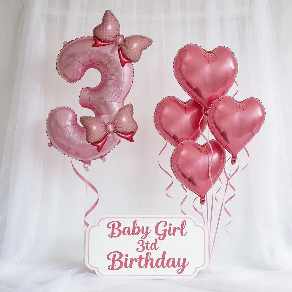 핑크 리본 파티 장식 핑크 리본 생일 숫자 풍선 하트  - Confetti Balloon Set 리뷰 및 가격